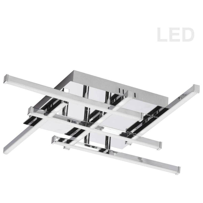 Polished chrome flush-mount ceiling light, by Dainolite, for hallway, bedroom, or entryway