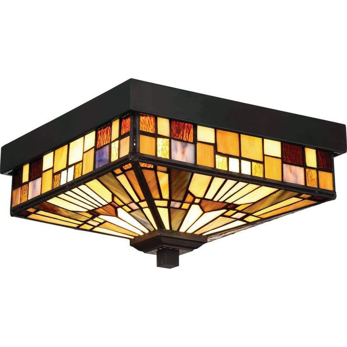 Valiant bronze flush-mount ceiling light, by Quoizel, for hallway, bedroom, or entryway