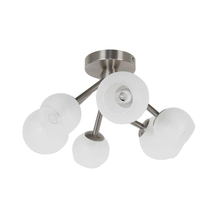 Satin chrome semi-flush mount ceiling light, by Dainolite, for hallway, bedroom, or entryway