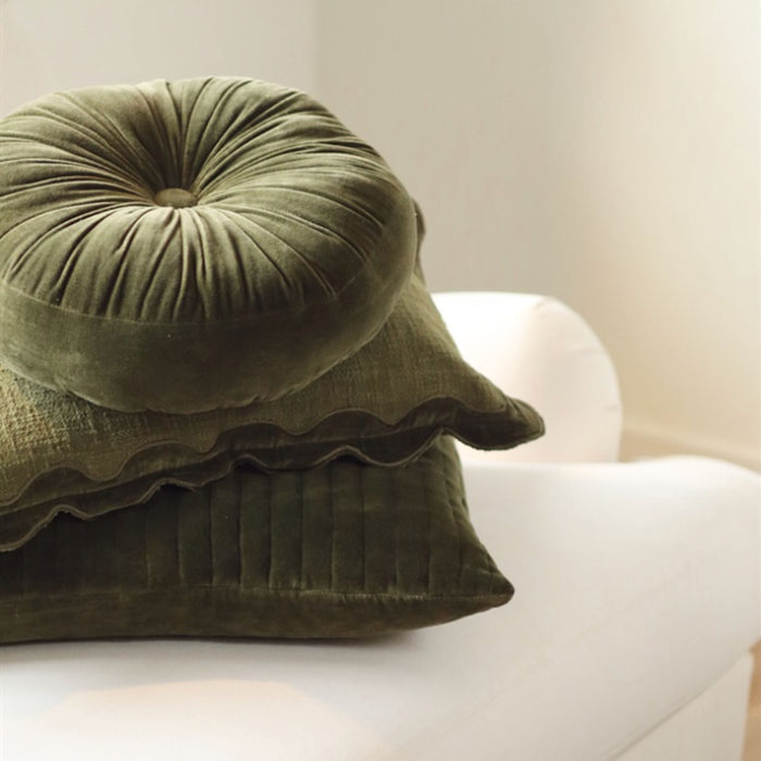 Velvet Scallop Pillow | Moss