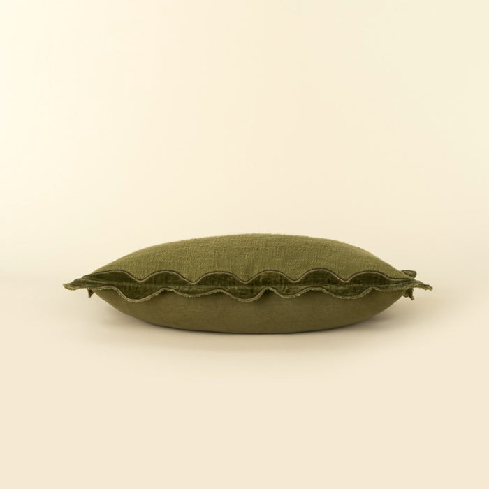 Velvet Scallop Pillow | Moss