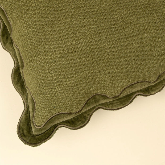 Velvet Scallop Pillow | Moss