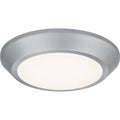 Brushed nickel flush-mount ceiling light, by Quoizel, for hallway, bedroom, or entryway
