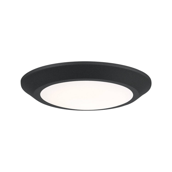 Earth black flush-mount ceiling light, by Quoizel, for hallway, bedroom, or entryway