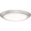 Brushed nickel flush-mount ceiling light, by Quoizel, for hallway, bedroom, or entryway
