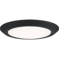 Earth black flush-mount ceiling light, by Quoizel, for hallway, bedroom, or entryway