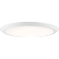 Matte white flush-mount ceiling light, by Quoizel, for hallway, bedroom, or entryway