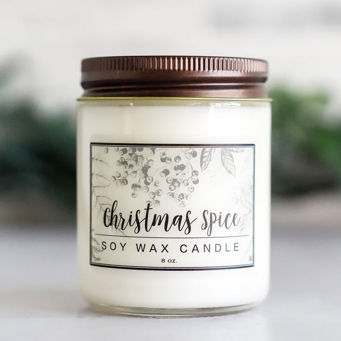 Christmas Spice Essential Oil - 8oz Soy Wax Candle - Little Flower Soap Co