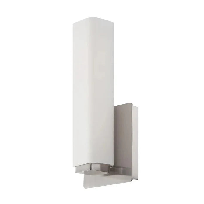 Brushed nickel finish vanity light, by Modern Forms, for bathroom
