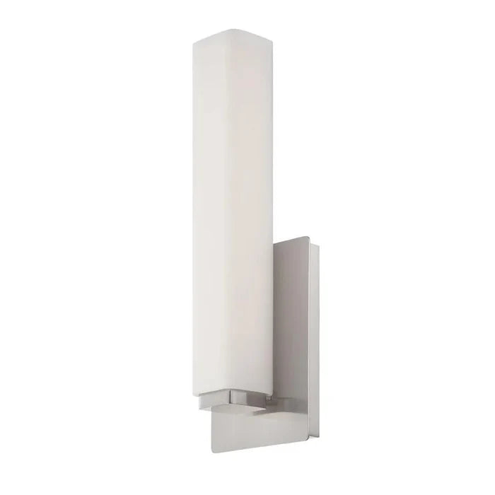 Brushed nickel finish vanity light, by Modern Forms, for bathroom