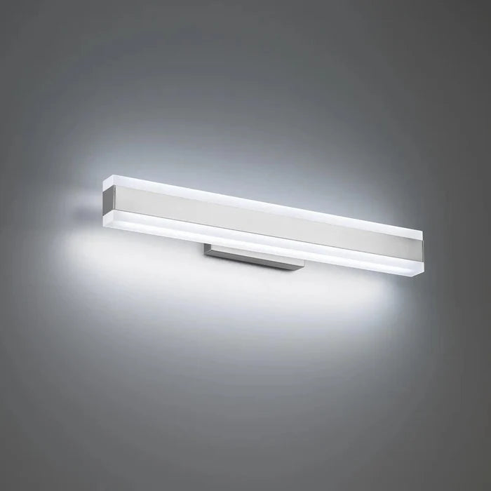 Brushed nickel finish vanity light, by Modern Forms, for bathroom