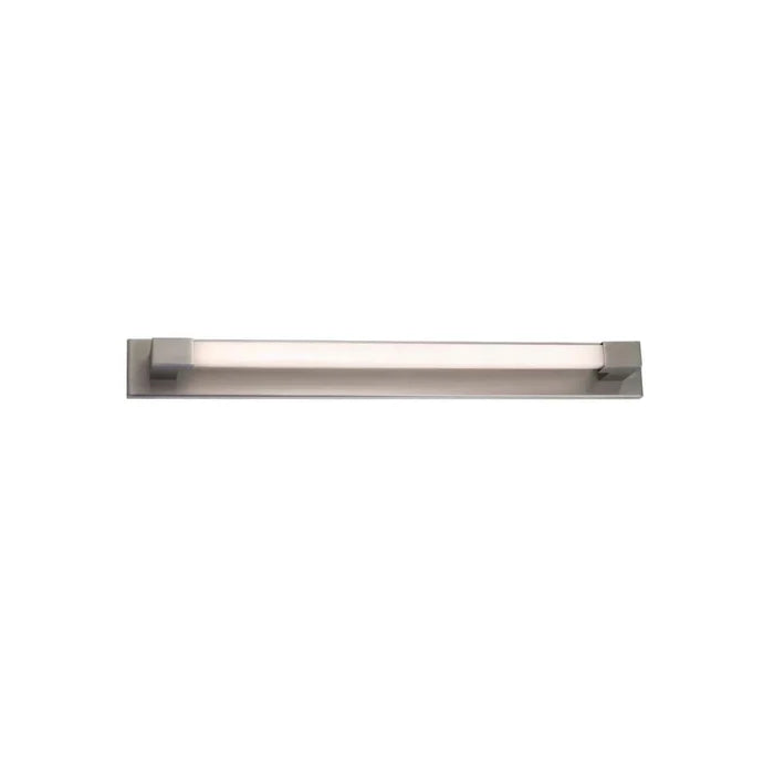 Brushed nickel finish vanity light, by Modern Forms, for bathroom