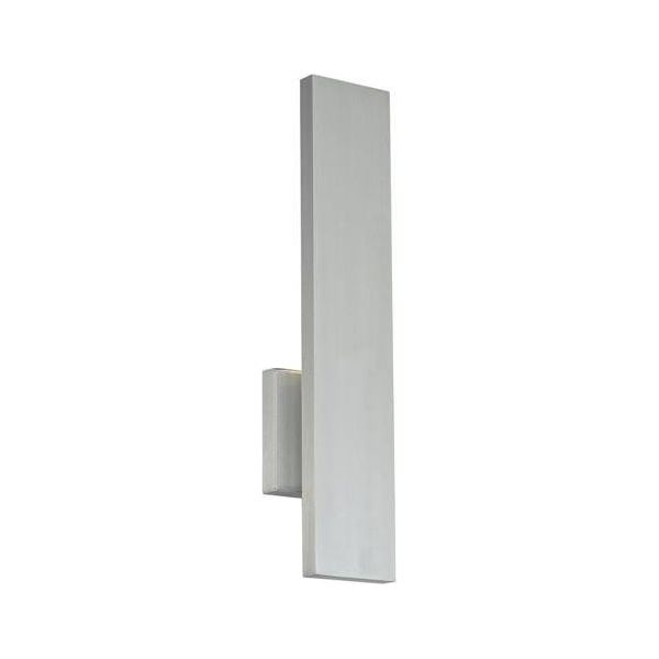 Brushed aluminum wall sconce, by WAC, for hallway or living room