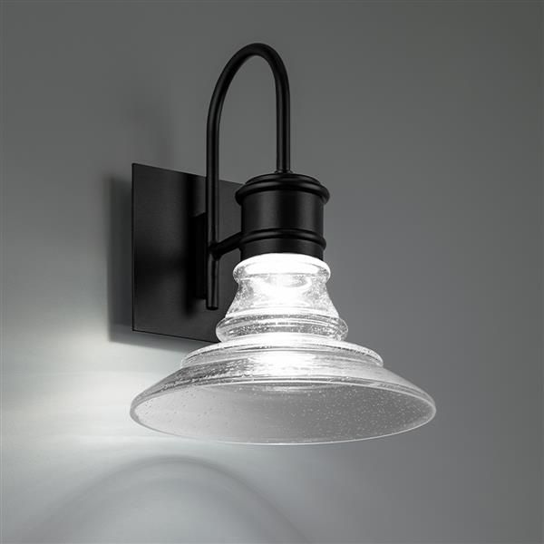 Black wall sconce, by WAC, for hallway or living room